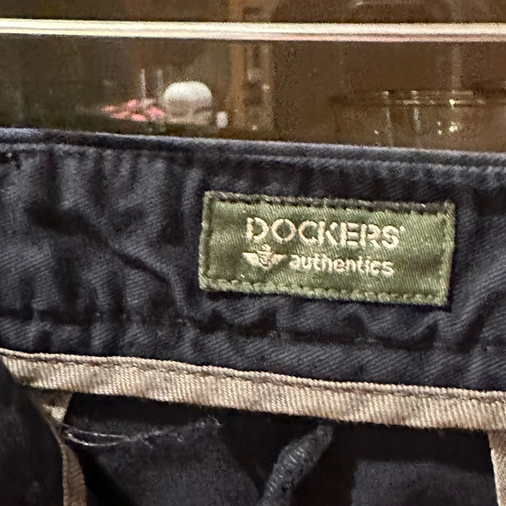 Dockers Authentic Khakis, black, 34/30, pleated front.